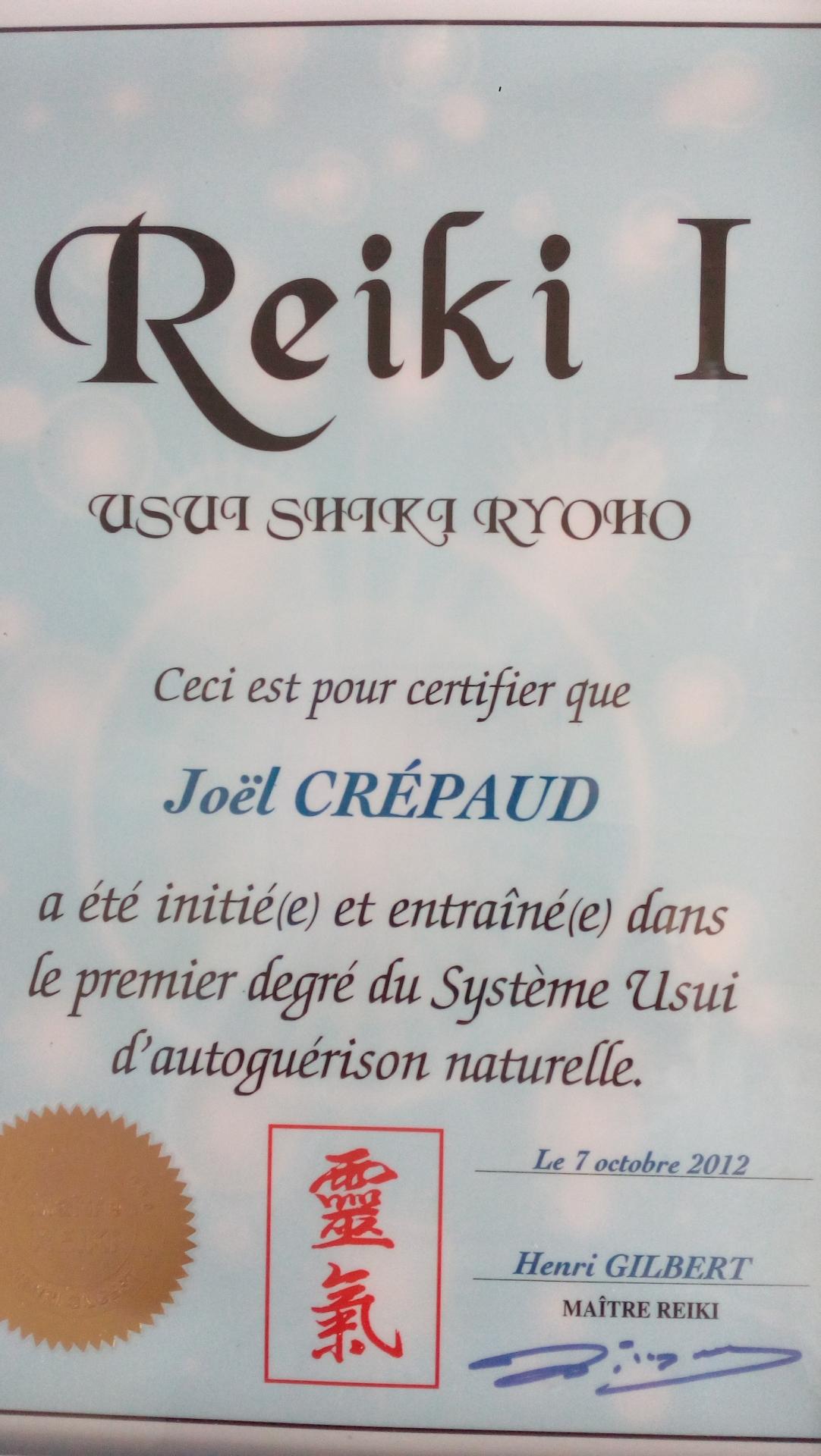 Certificat reiki i r